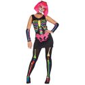 Neon-Skelett-Kostüm Für Damen Mit Ärmeln