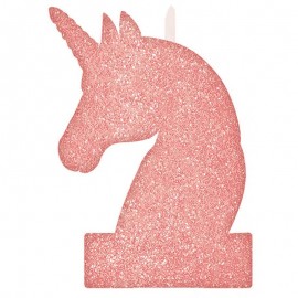 Magisches Einhorn Rosa Kerze mit Glitzer