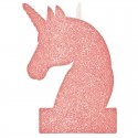 Magisches Einhorn Rosa Kerze mit Glitzer