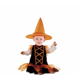 Kleines Orangefarbenes Hexenkostüm Für Babys