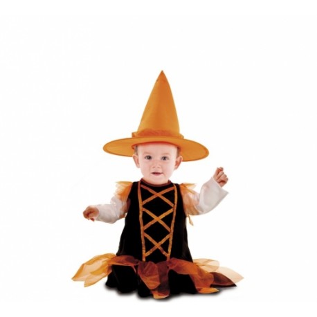 Kleines Orangefarbenes Hexenkostüm Für Babys