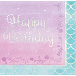 Irisierende Happy Birthday Meerjungfrau-Servietten