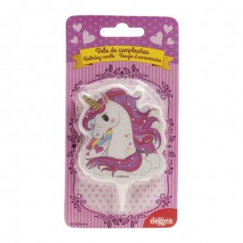 2D Magisches Einhorn Rosa Kerze