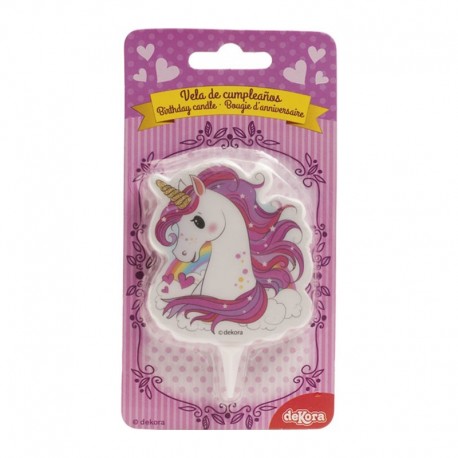 2D Magisches Einhorn Rosa Kerze