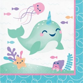 16 Servilletas Unicornio Ballena 33 cm
