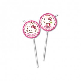 6 Pajitas Medallon Hello Kitty