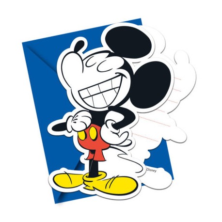 6 Invitaciones Mickey Super Cool