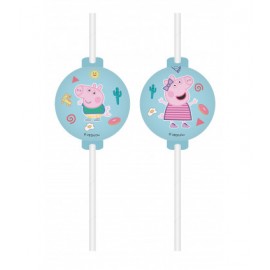 4 Pajitas Peppa Pig de Papel