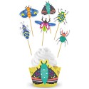 Cupcake Toppers mit Wrappers Insekten